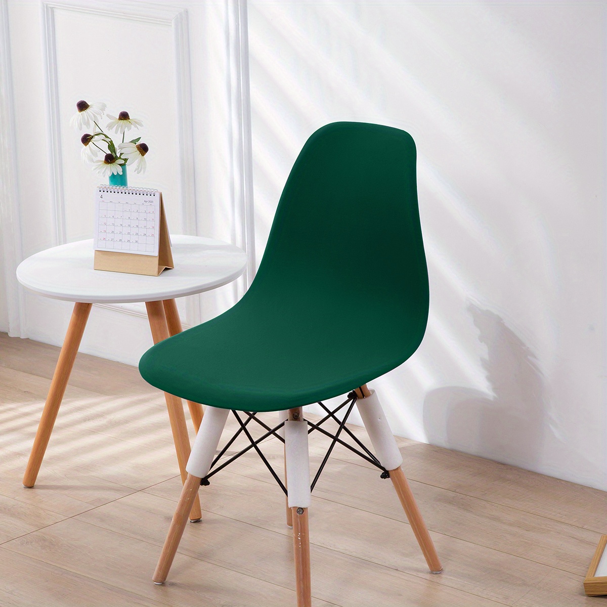 TEMU 1 pièce Housse de chaise extensible en tissu fibre Y à incurvé , Housse de chaise d'appoint en tissu fibre Y de couleur unie, Produit