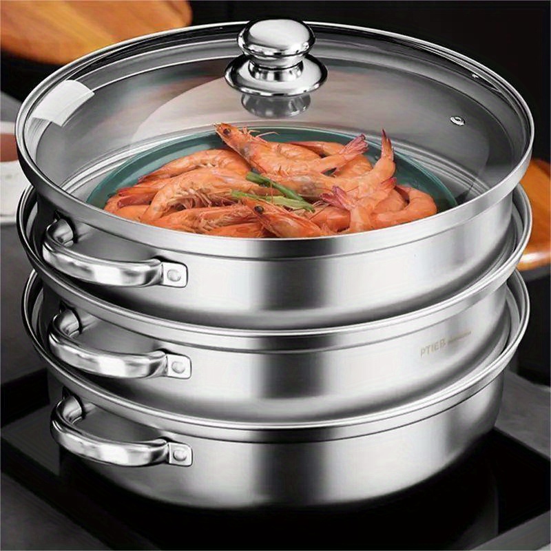 MAJHER glass cooking pot Stainless steel drum shaped super high pot  Anti-overflow large-capacity soup pots Thickened and deepened steamer for  cooking