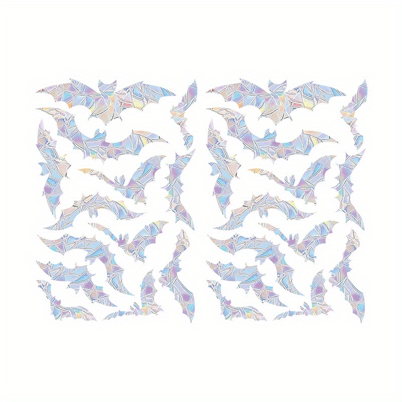 Image of 26pcs Vintage Halloween Bat Suncatcher Stickers Set - Prism Effect, Anti-collision Pvc Window Decals, Perfect For Festive Home & Party Decoration, Halloween Decorations