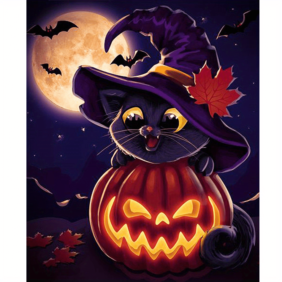 Pintura por números para adultos sem moldura, Halloween desenho fofo bruxa  menina pintura por números em tela DIY pintura acrílica para crianças  iniciantes, 40,64 cm x 50,8 cm