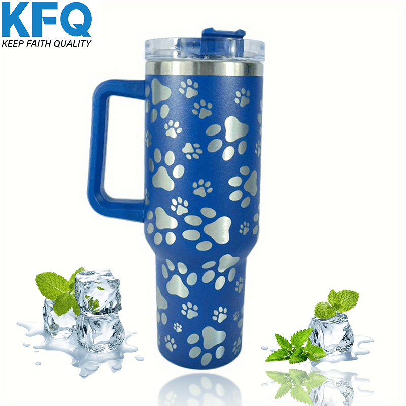 Insulated Tumbler With Handle Straw Lid Creative Laser Cat - Temu