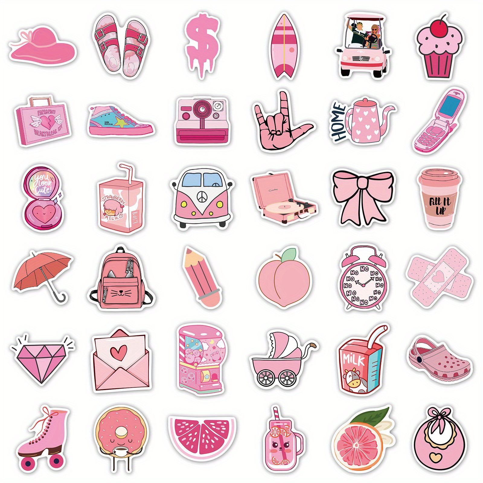 Preppy Stickers Aesthetic Stickers 50PCS, Cute Stickers Preppy Stuff  Aesthetic Things for Adults Kids Girls Kechup Vinyl Waterproof Pink  Stickers for