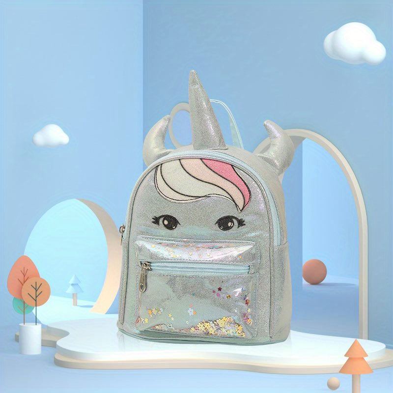 Unicorn With Horns Shape Backpack for Girls