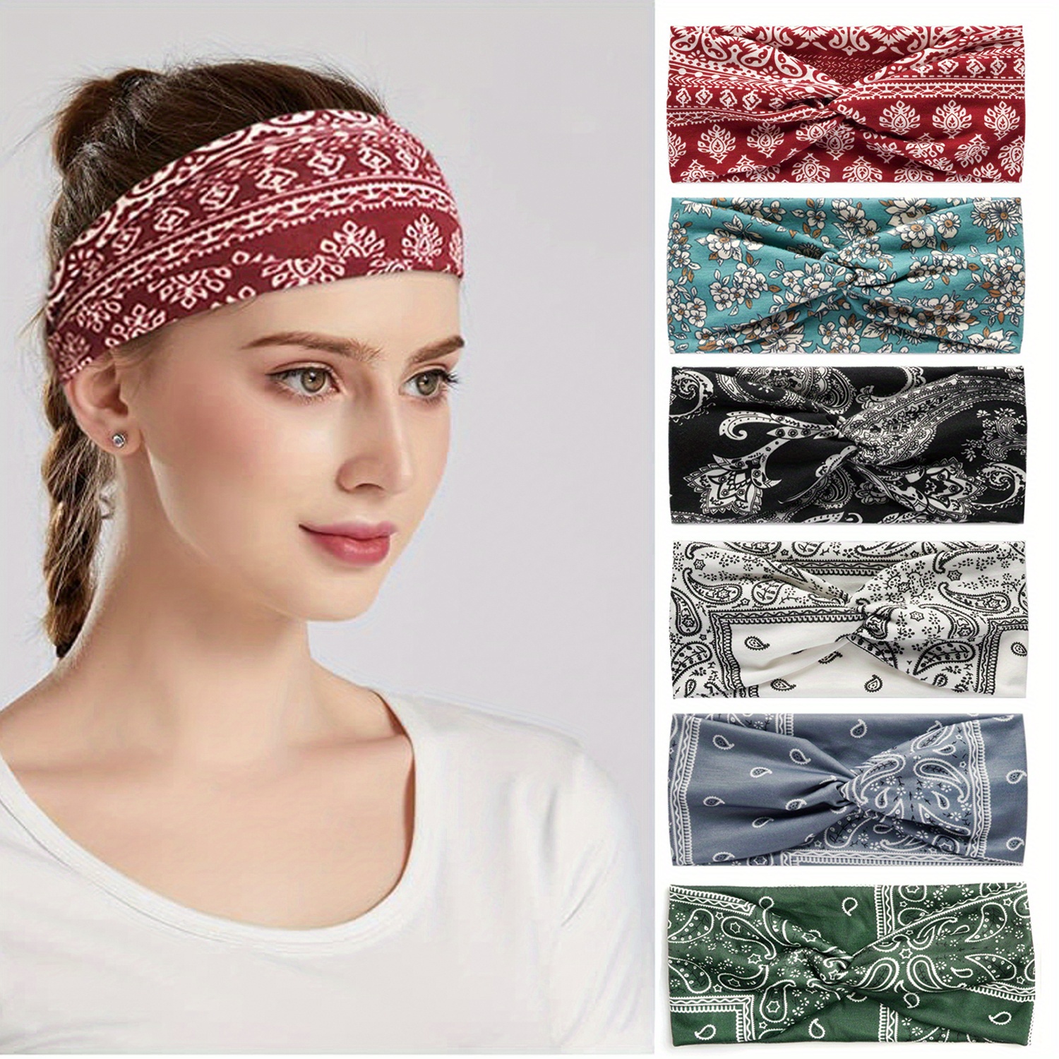 Dropship 9PCS Boho Button Headbands Wide Stretchy Daily Use Knotted  Headwear Sport Athletic Yoga Gym Hair Accessories For Women Sweat Leopard  Floral Leaf Print Headbands to Sell Online at a Lower Price