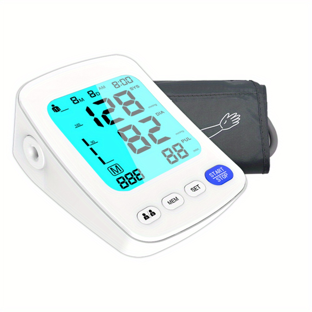 Blood Pressure Monitor - Automatic Upper Arm Blood Pressure Machine -  Adjustable Digital Blood Pressure Cuff Kit With Large Lcd Display, 2*100  Memory (battery Not Included) - Temu