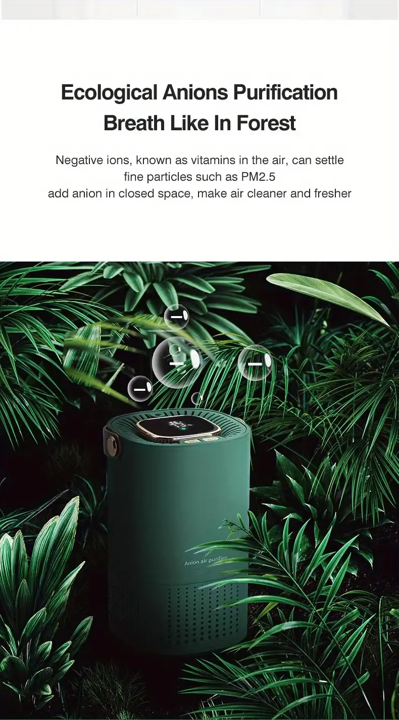 1pc usb aromatherapy tablet air purifier mini digital display household office small negative ion deodorizing purifier built in 2000mah battery triple purification car and home dual use low noise operation led display screen home decor room decor details 18