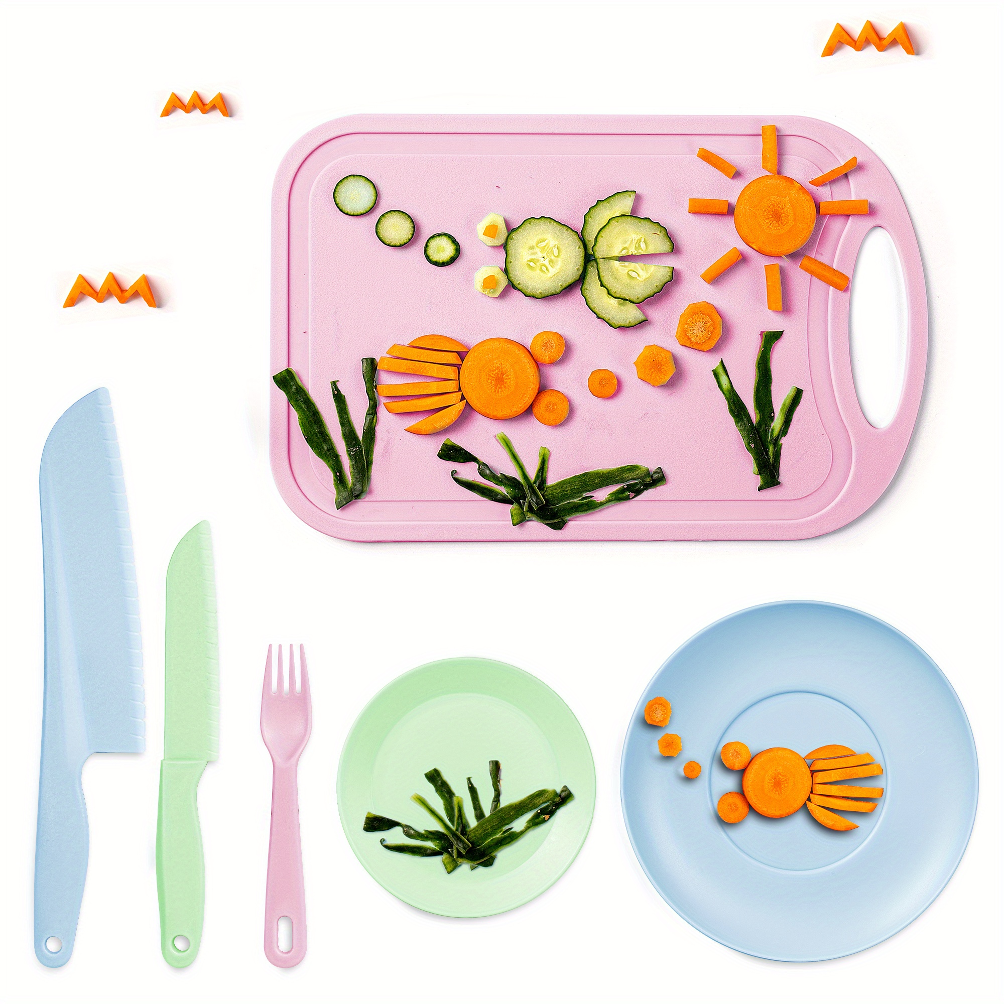 6 Pcs Set Di Coltelli Da Cucina Per Bambini Per La Vera Cottura, Set Di  Coltelli Sicuri Di 6 Per Bambini, Forniture Per La Cottura Dei Bambini Con  Tagliere, Piatti, Forchetta E