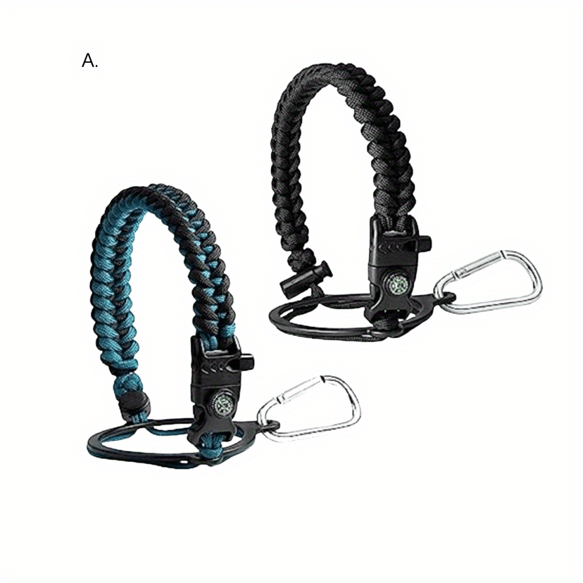 Paracord Handle For Hydro Flask Water Bottle Survival With Safety Ring  Carabiner Compass Fits Wide Mouth