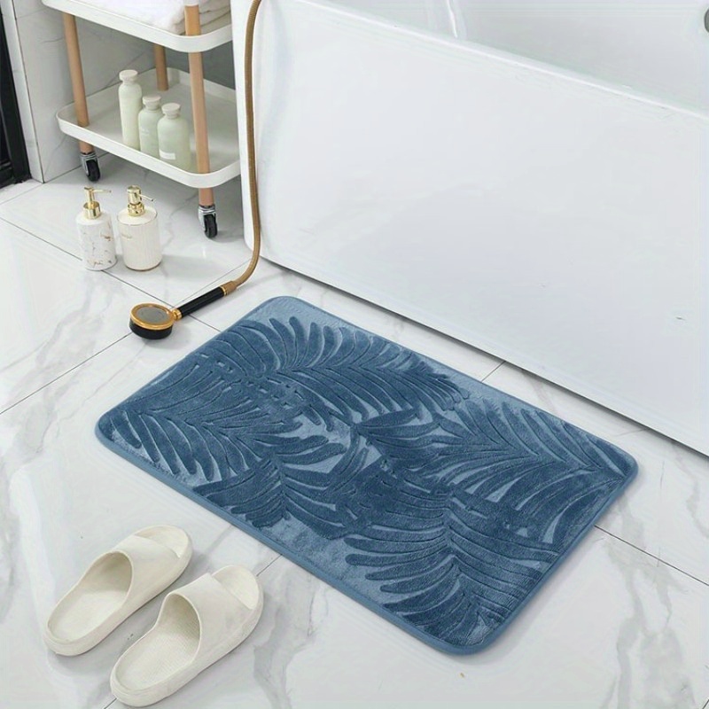 Leaf Pattern Bath Rug Non Slip Absorbent Bath Mat