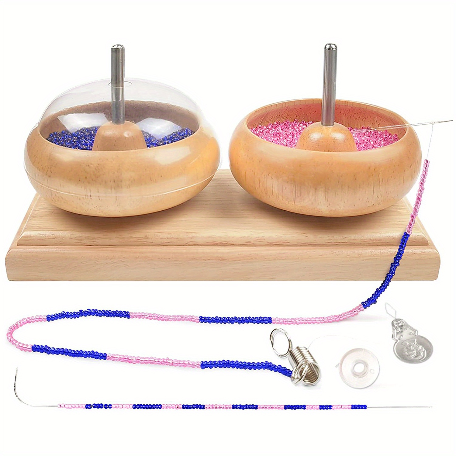 Bead Spinner Bowl Wooden Waist Beads Kit Clay Bead Spinner with 4 Bowls 2  Needles and 1000Pcs Beads for DIY Craft - AliExpress