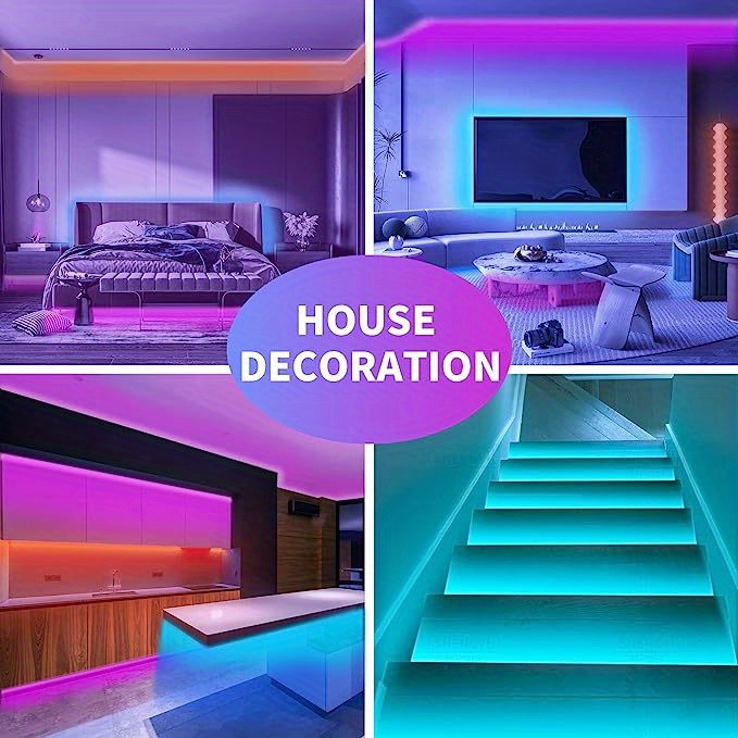 60m 200ft smart led strip light 2 rolls of 30m 100ft rgb strip light synchronized with music 44 key remote control led light used for bedroom christmas light decoration multi color 100ft deck balcony roof garden swimming pool details 1