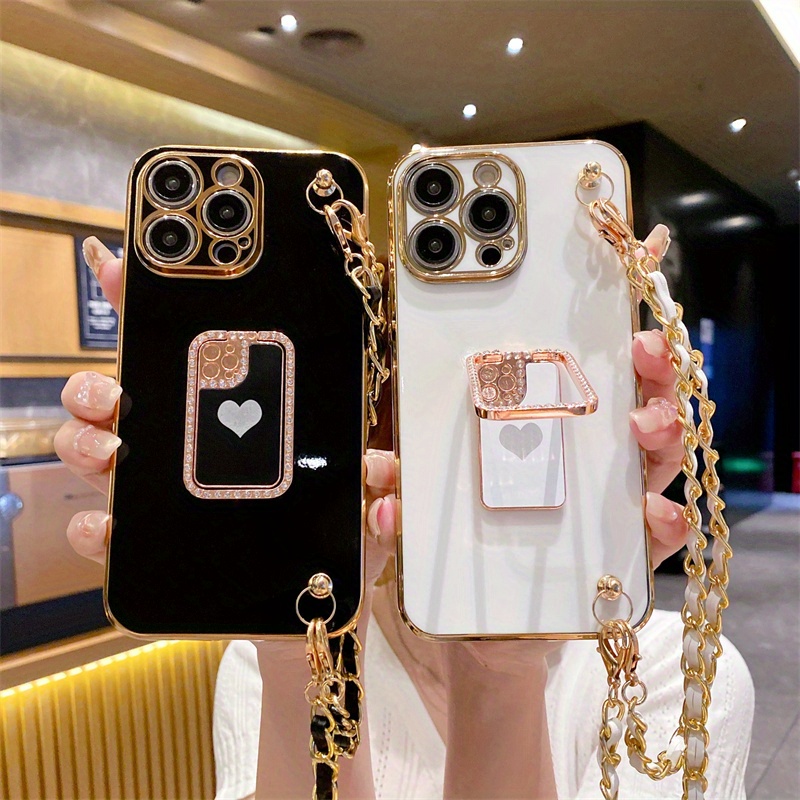 For iPhone 14 Pro Max 13 12 11 Phone Case Pearl Leather chain Shockproof  Cover