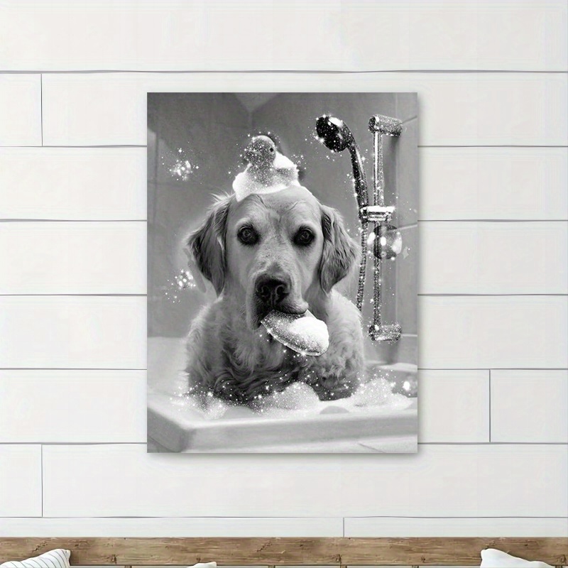 Gorgeous Glitter Dog Canvas Print Animal Poster Decor Modern