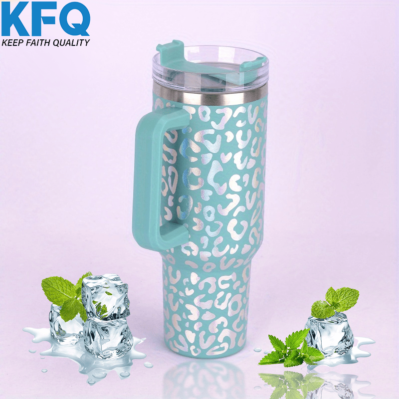 40oz Insulated Stainless Steel And Glass Tumbler With Handle And Straw Lid  - Perfect Reusable Water Bottle Travel Mug, Great For Iced Coffee And Tea -  A Good Gift For Women And