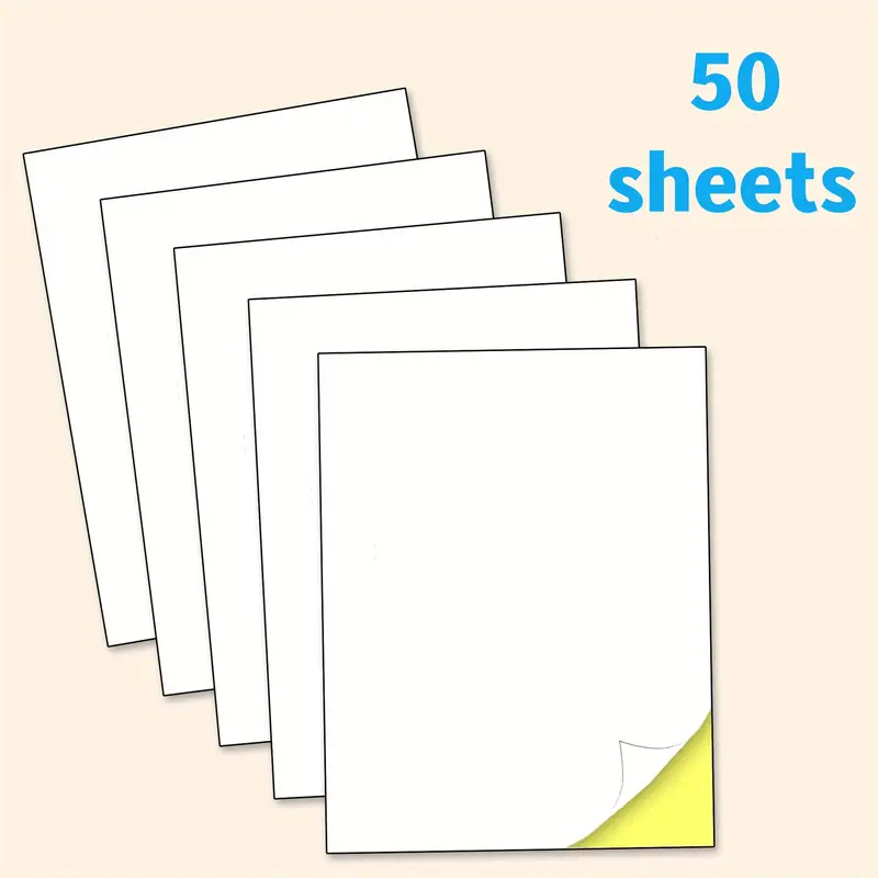 50 Fogli Di Carta Adesiva Bianca Stampabile A4, Stampa Laser