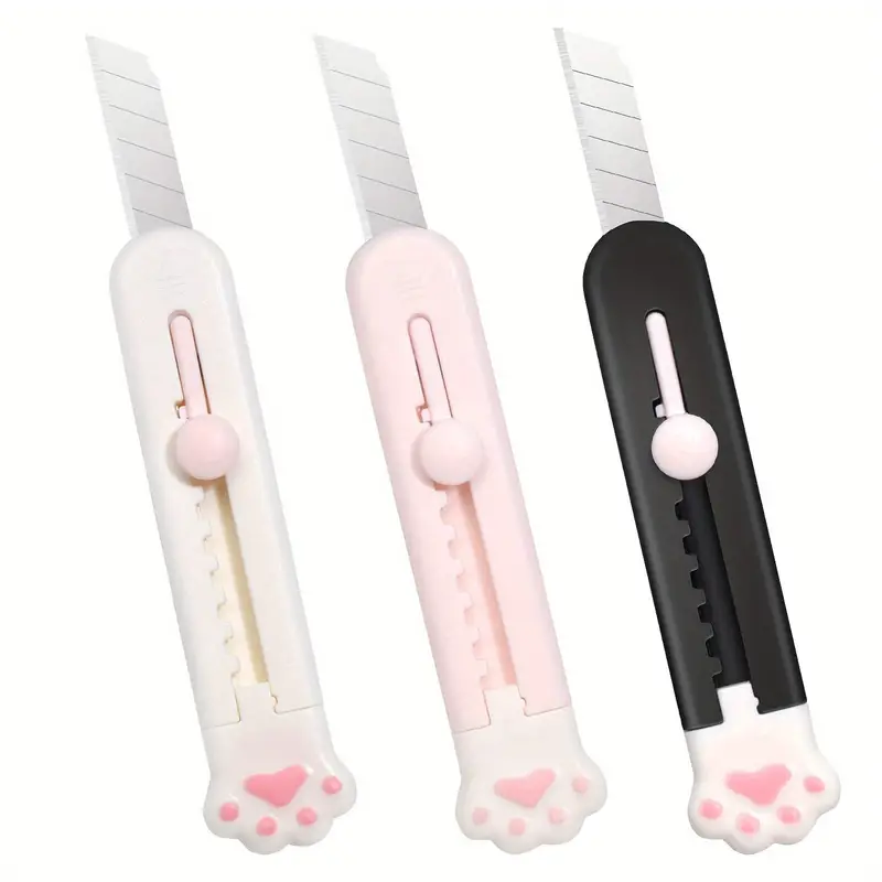 3Pcs Mini Box Cutter Retractable Utility Knife - Cloud Knife Box Cutter for  Office and Home Use- Aesthetic Box Cutter for Box Letter Envelope 