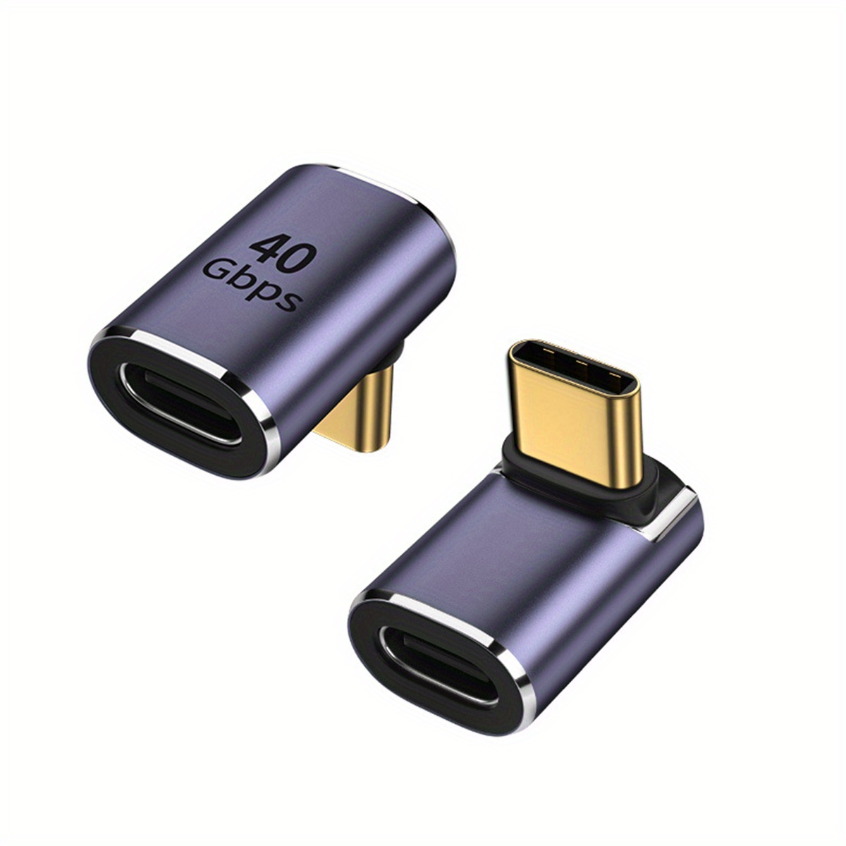 Wowssyo 90° Right Angle/straight Head Usb-c Adapter, Supports Thunderbolt 3 Type-c Adapter: 40gbps Data Transfer, 100w Fast Charging, 8k@60hz Video Output For Laptops, Tablets & Phones
