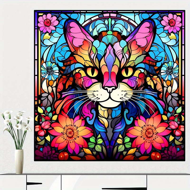 Diy Diamond Painting Kit 5d Colorful Cat Diamond Art Kit - Temu