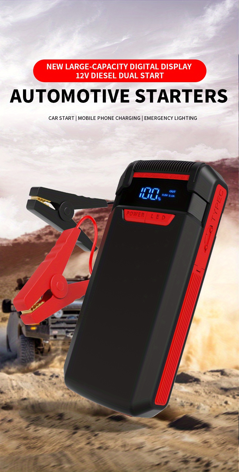 Emergency Tools 800A Portable Power Bank Jumper Jumpstarter 8000mAh Car  Jump Starter Kit - China Power Bank, Auto Starter