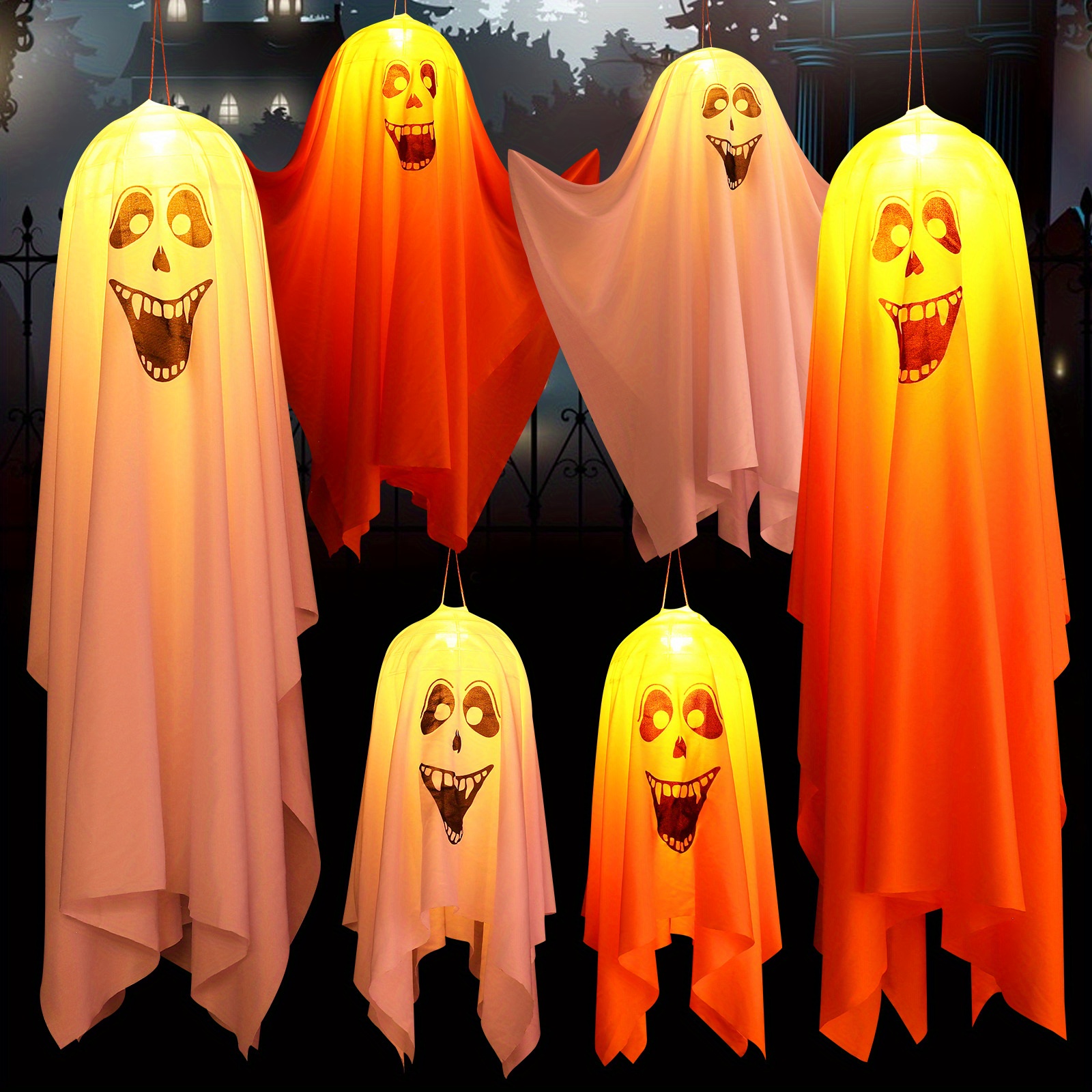 Halloween Ghost Led Decorative Light Horror Ghost Hanging - Temu