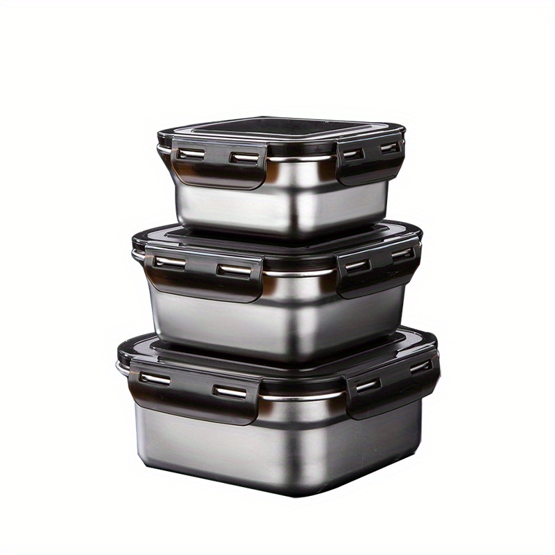 Square Stainless Steel Containers | Microwave-Safe Green / 600 ml