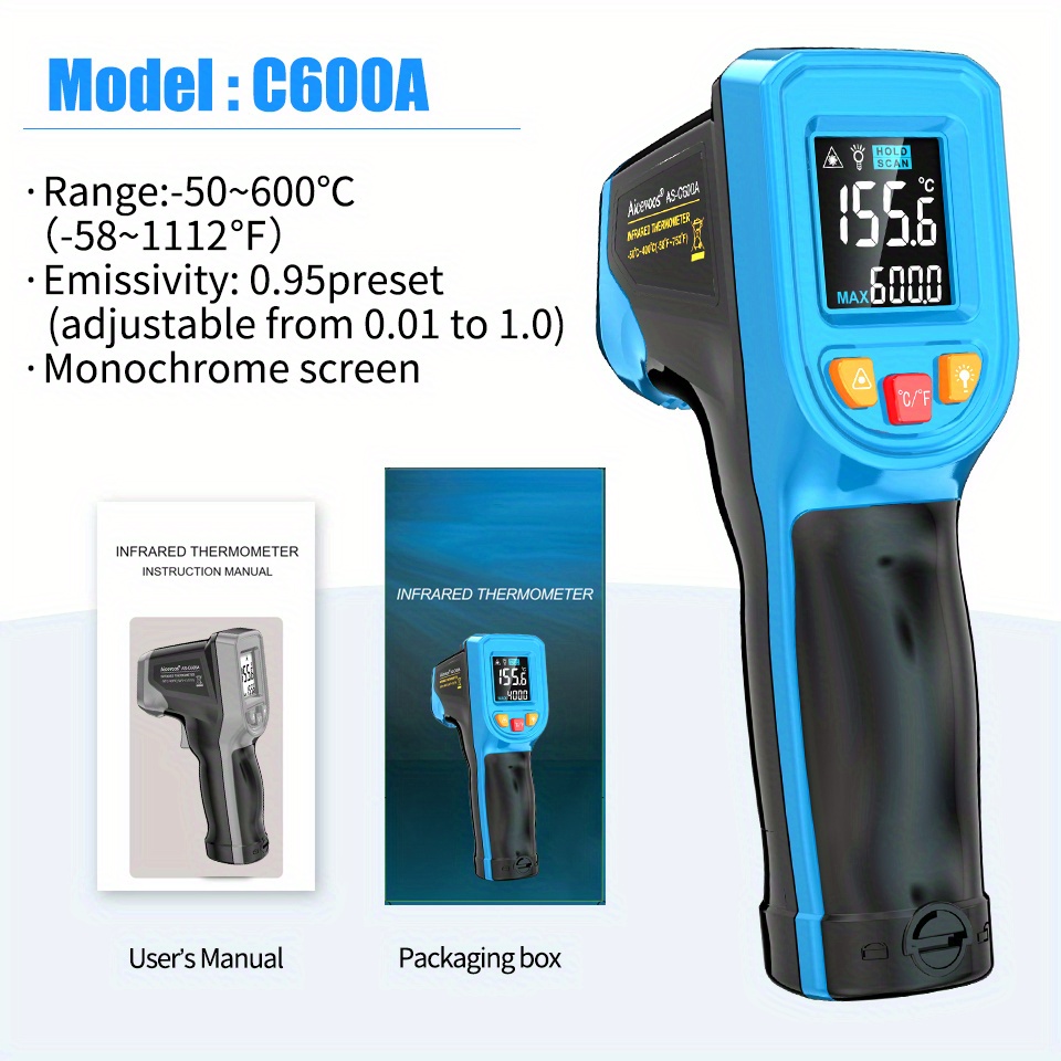 Infrared Thermometer Detector High Precision Industrial Thermometer Kitchen  Handheld Oil Temperature Gun