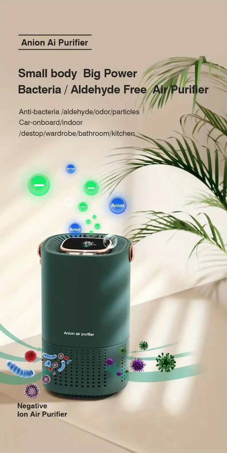 1pc usb aromatherapy tablet air purifier mini digital display household office small negative ion deodorizing purifier built in 2000mah battery triple purification car and home dual use low noise operation led display screen home decor room decor details 0