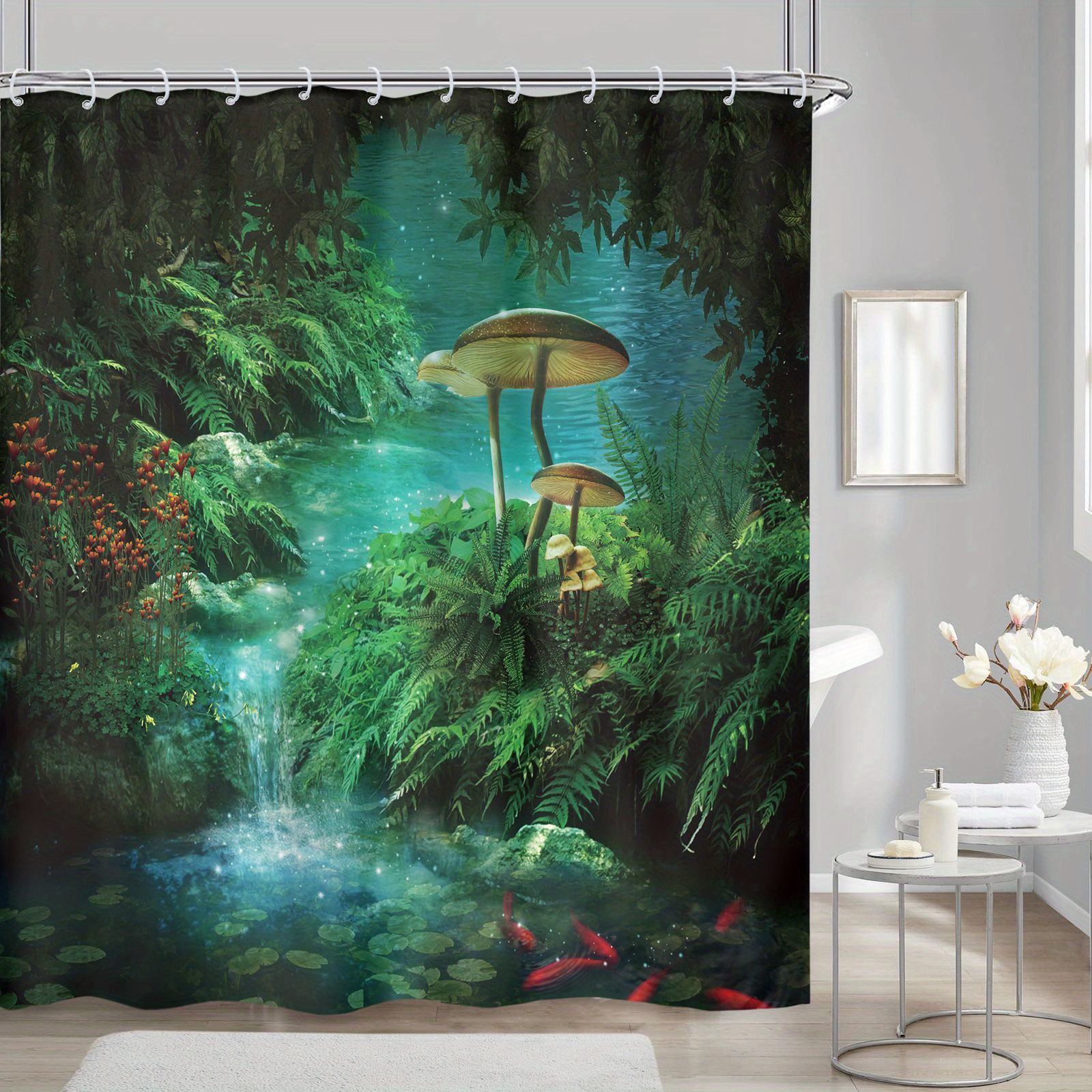 1pc Mushroom Pattern Shower Curtain Waterproof And Mildew Proof Fabric ...