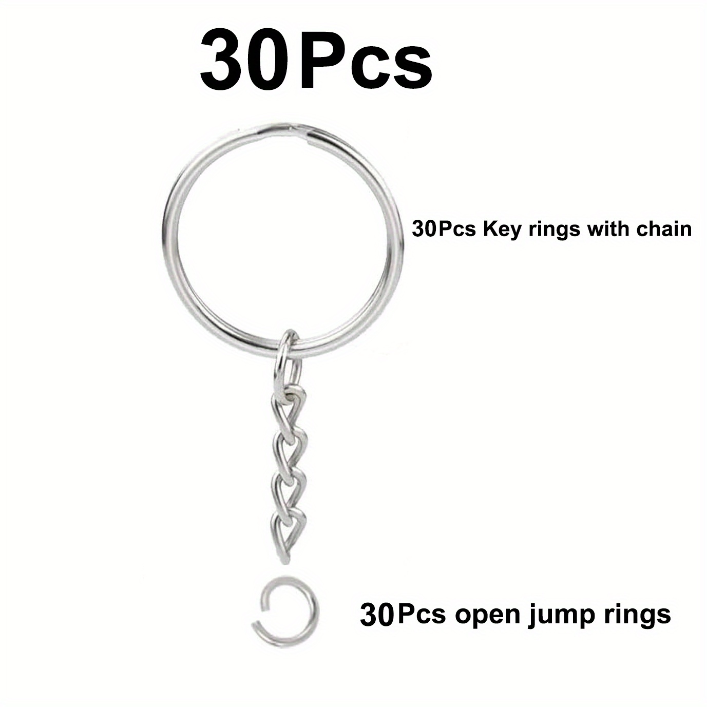 Pack Of 240 Gold Keyring Rings With Chain Screw, Split Key Ring