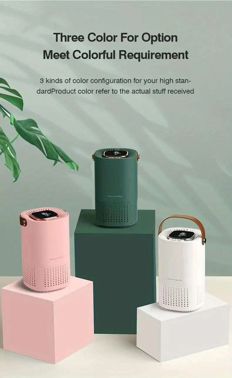 1pc usb aromatherapy tablet air purifier mini digital display household office small negative ion deodorizing purifier built in 2000mah battery triple purification car and home dual use low noise operation led display screen home decor room decor details 11
