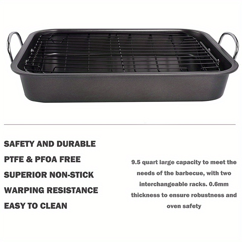 Nonstick Roasting Pan With Rack - Perfect For Turkey, Chicken, And Ham -  Easy To Clean And Dishwasher Safe - Ideal For Home Kitchen Cooking - Temu