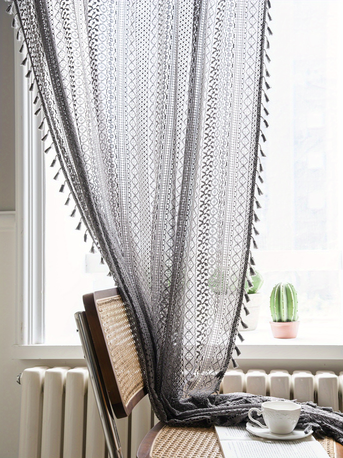 Bohemian Vintage Transparent Semi blackout Grey Curtain Temu