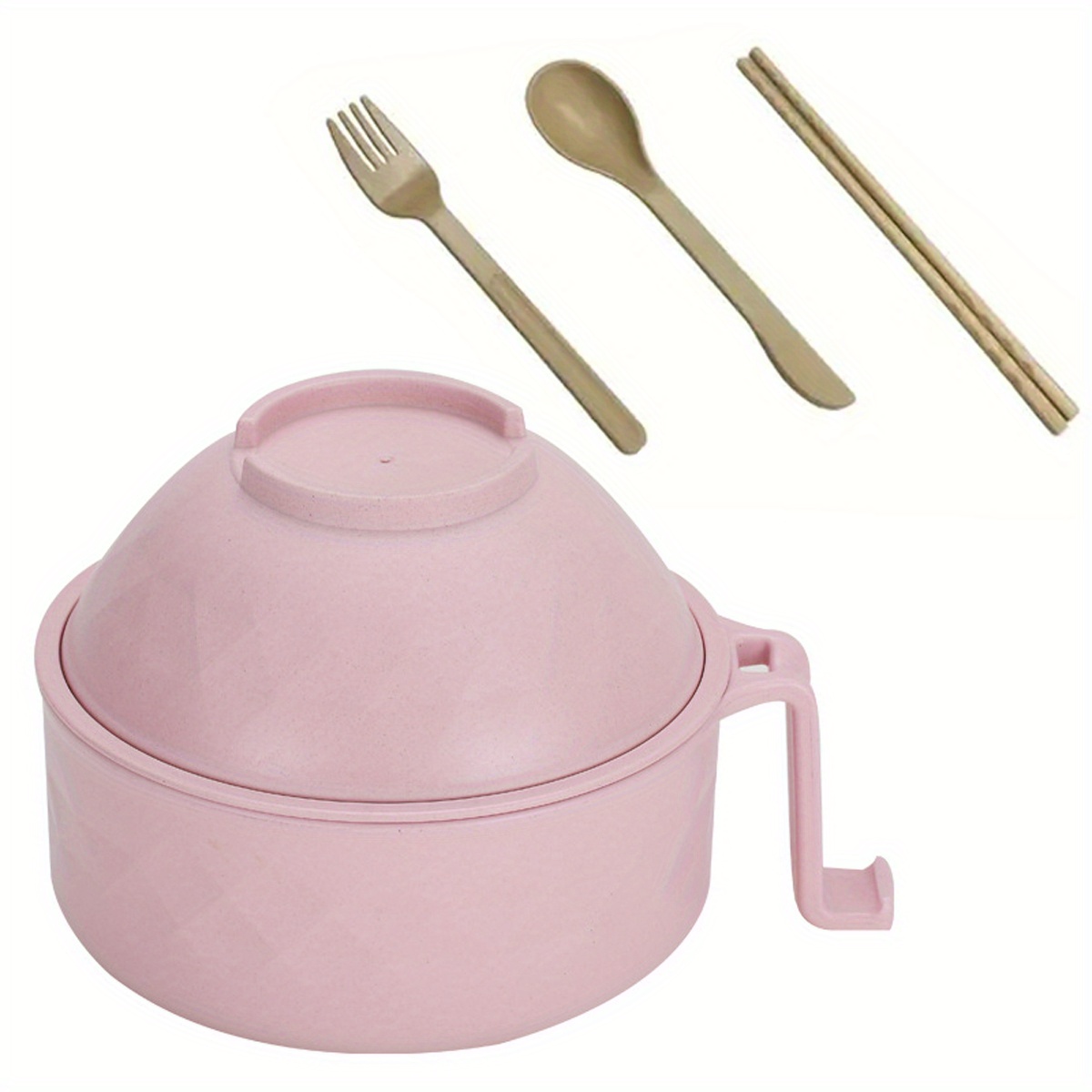 Travelwant Microwave Bowl with Lid, Microwave Soup Bowl with Lid, Noodle Bowl for Ramen, Soup, Beverages, Pink