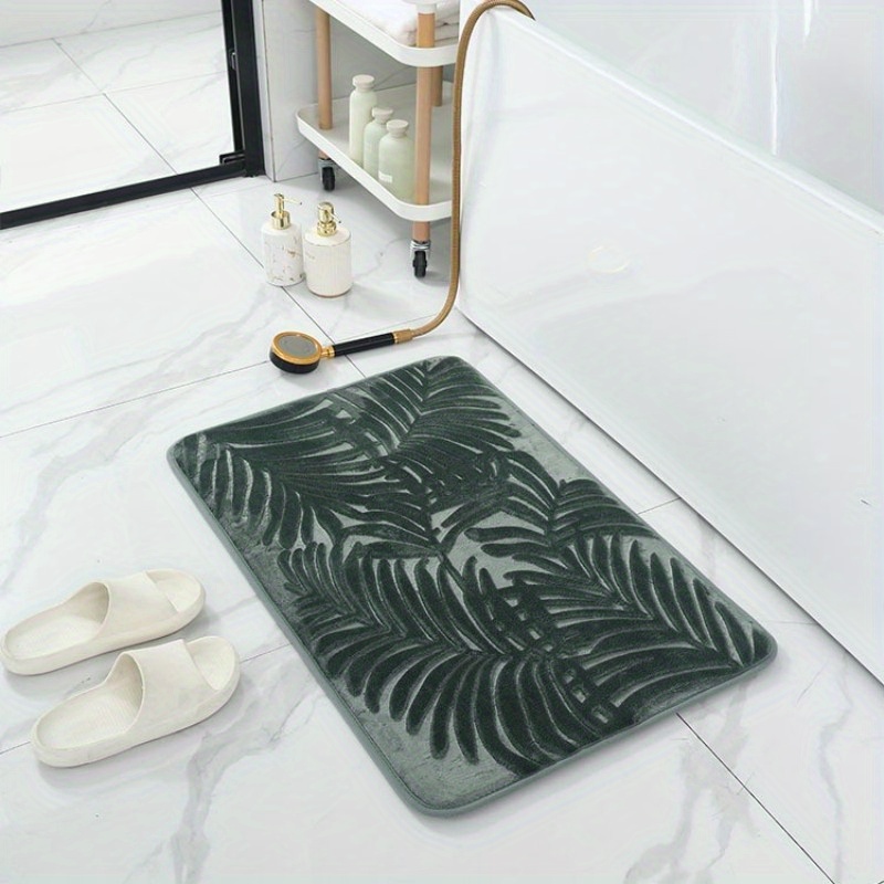 Leaf Pattern Bath Rug Non Slip Absorbent Bath Mat