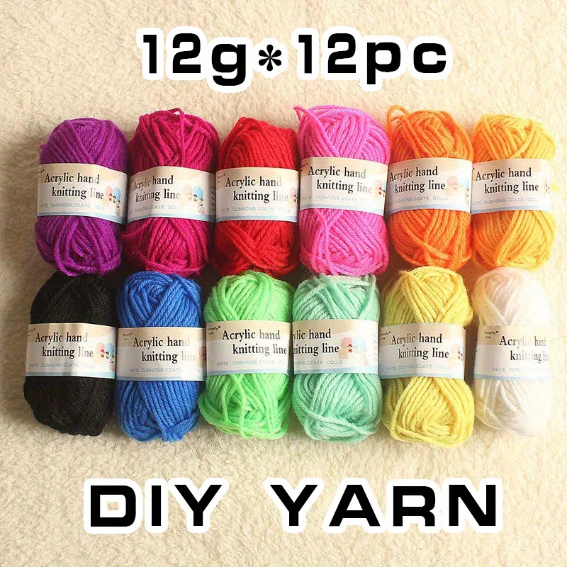 12 Colors Acrylic Yarn Mini of Soft Yarn for Crocheting and Knitting Craft  Project, Assorted Starter Crochet Kit Yarn Bulk for Adults and Kids