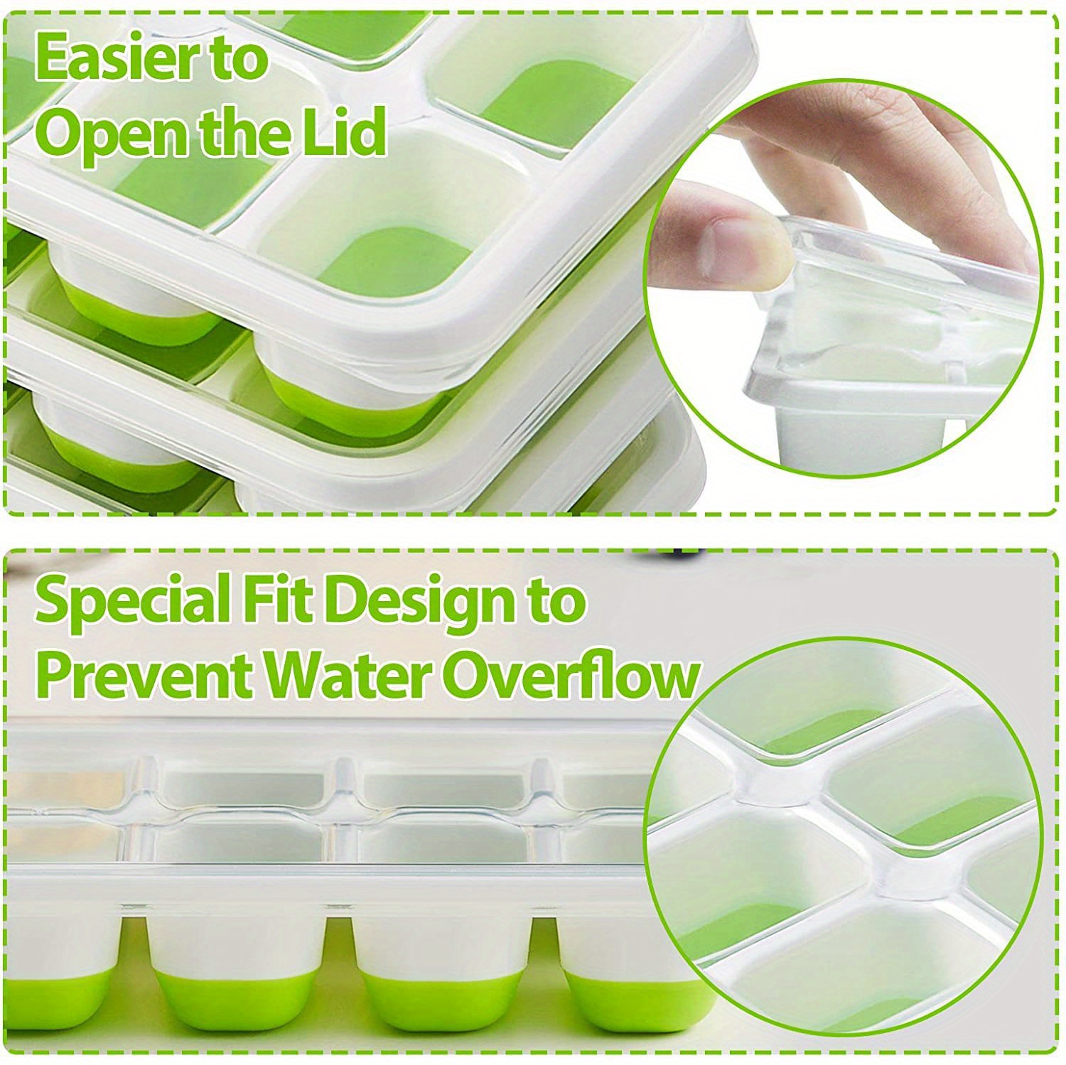 Flexible Square Ice Tray Spill proof Lid Bpa Free Cocktail - Temu