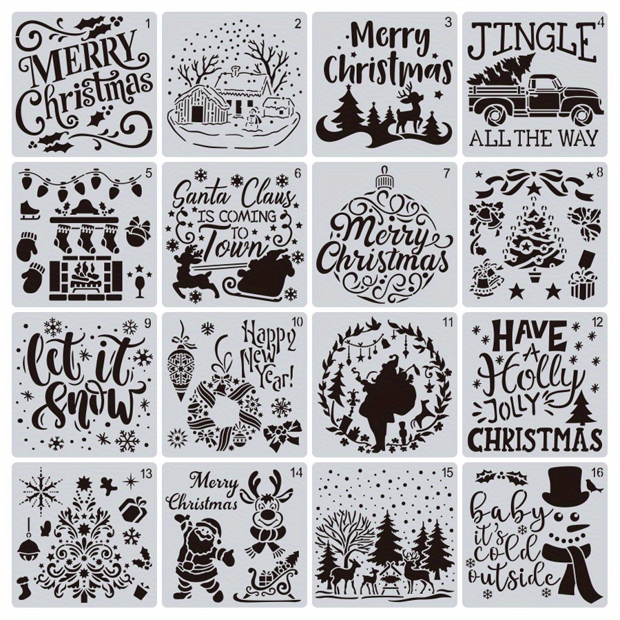 21 PCS Merry Christmas Stencils for Painting Christmas Stencils Template  Plastic Reusable Stencils for Christmas Decor Fabric Canvas Furniture,  Wall