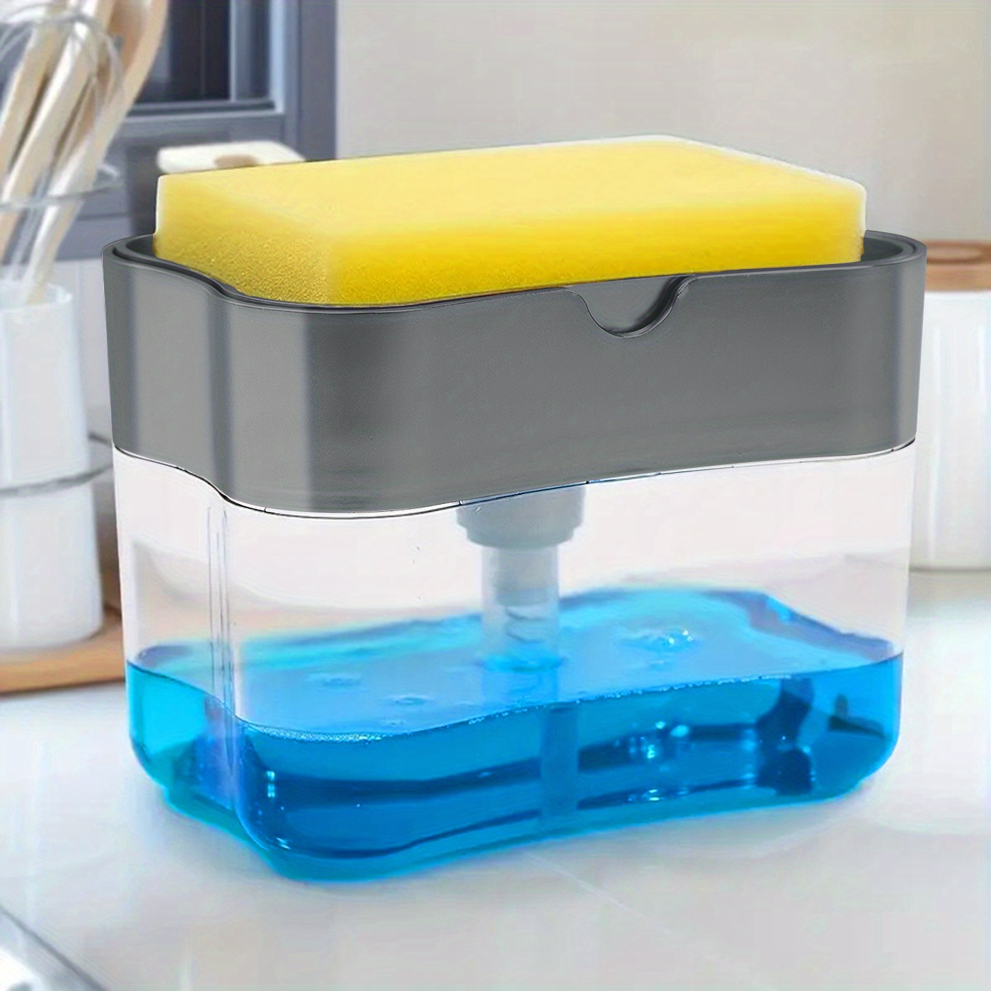 Dropship 1pc Dish Soap Dispenser And Sponge Holder; Metallic