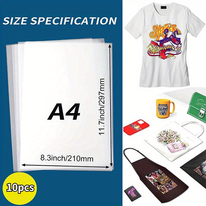 10 Pcs A4 Heat Transfer Paper Creative Diy Your T Shirt Inkjet Print