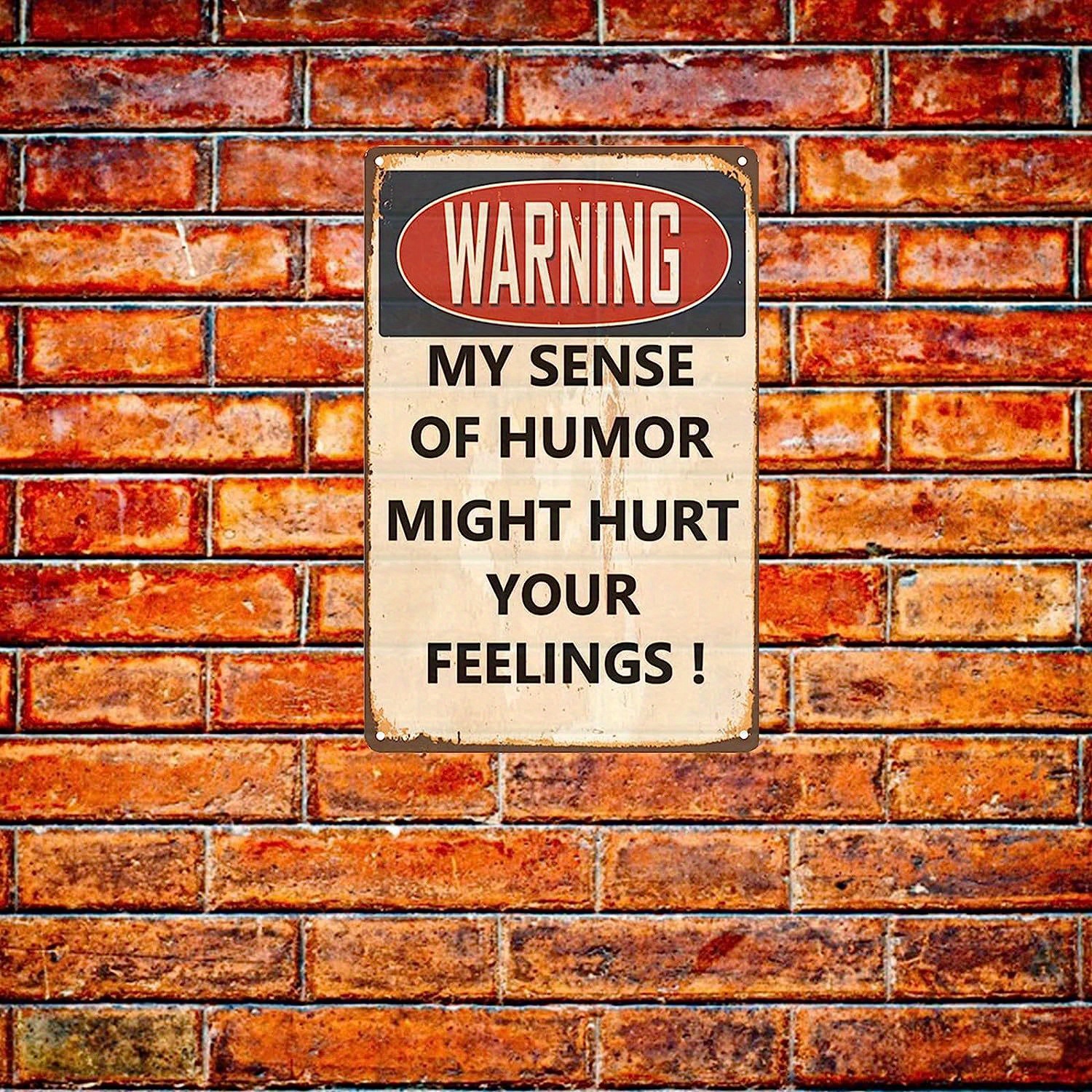 Funny Sarcastic Metal Signs For Garage Man Cave Bar Personalized Signs Home  Sign Wall Decor Cool Stuff For Men Warning My Sense Of Humor Might Hurt  Your Feelings 