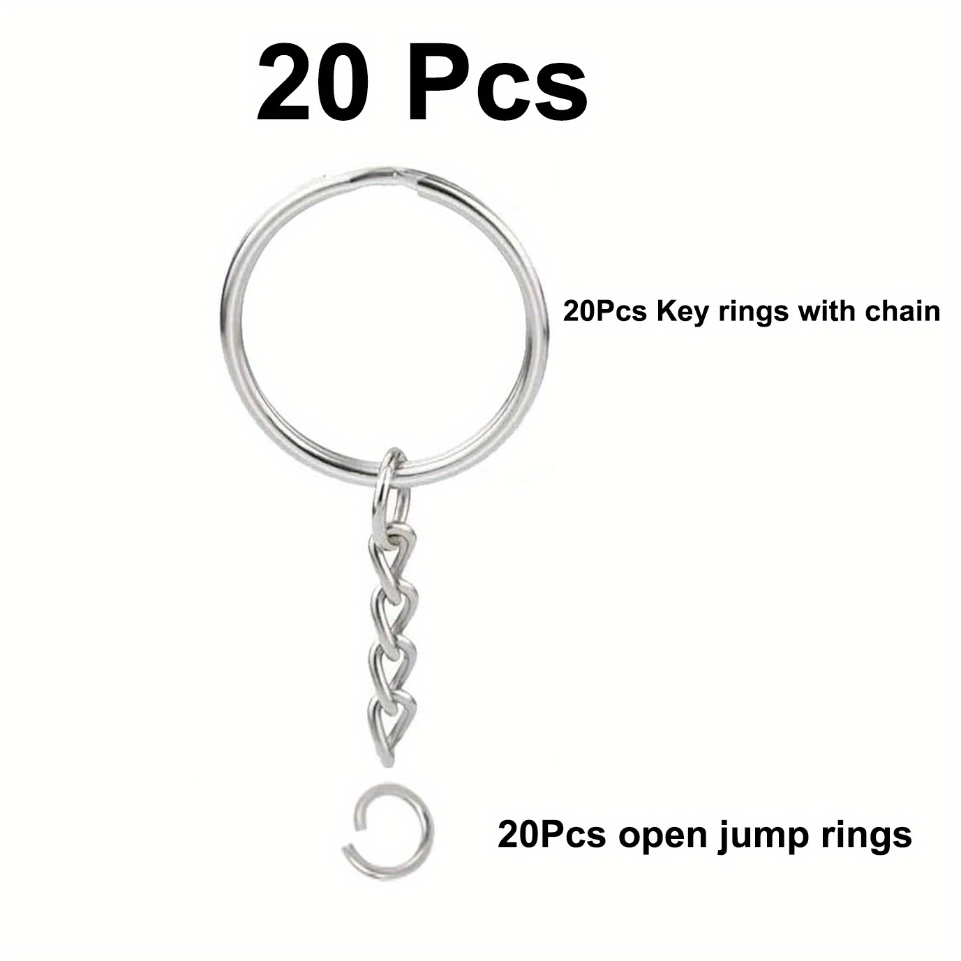200PCS Key Rings Split Bulk Keyrings for Keychain and Crafts (25mm) silver