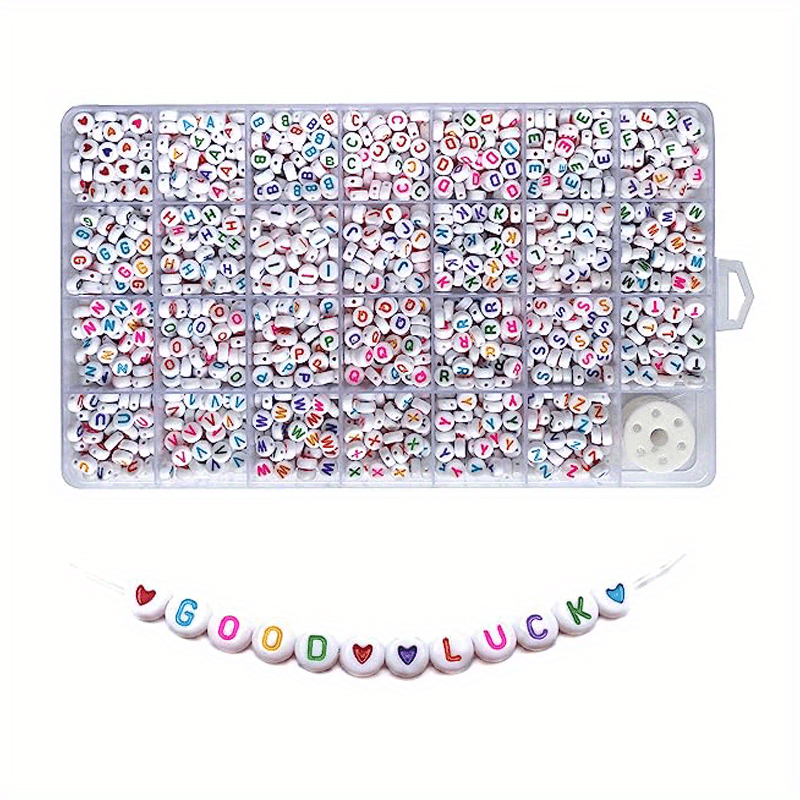 Alphabet Beads White Round Flat Acrylic Letter Beads A z - Temu