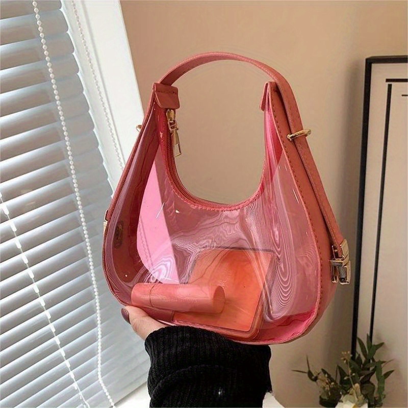 Clear Dumpling Underarm Jelly Bag, Acrylic Transparent Shoulder Bag Purse,  Fashion Versatile Baguette Bag - Temu