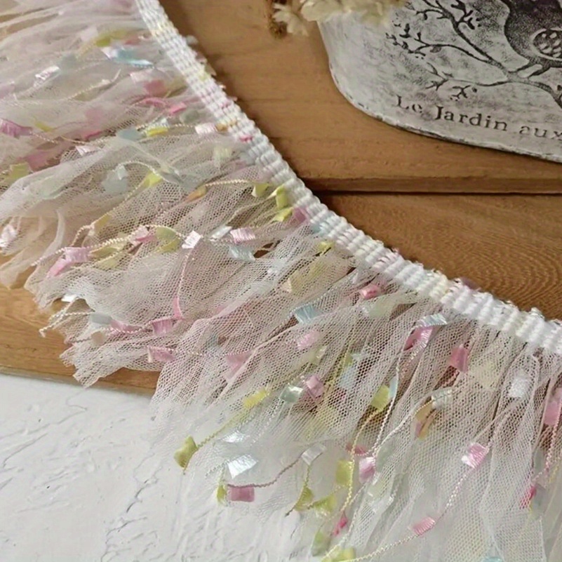 Image of 3 Yards Lace Lace Accessories Fabric Clothing Accessories Handmade Diy Material Mesh Tassel Wide 3.54 Inches