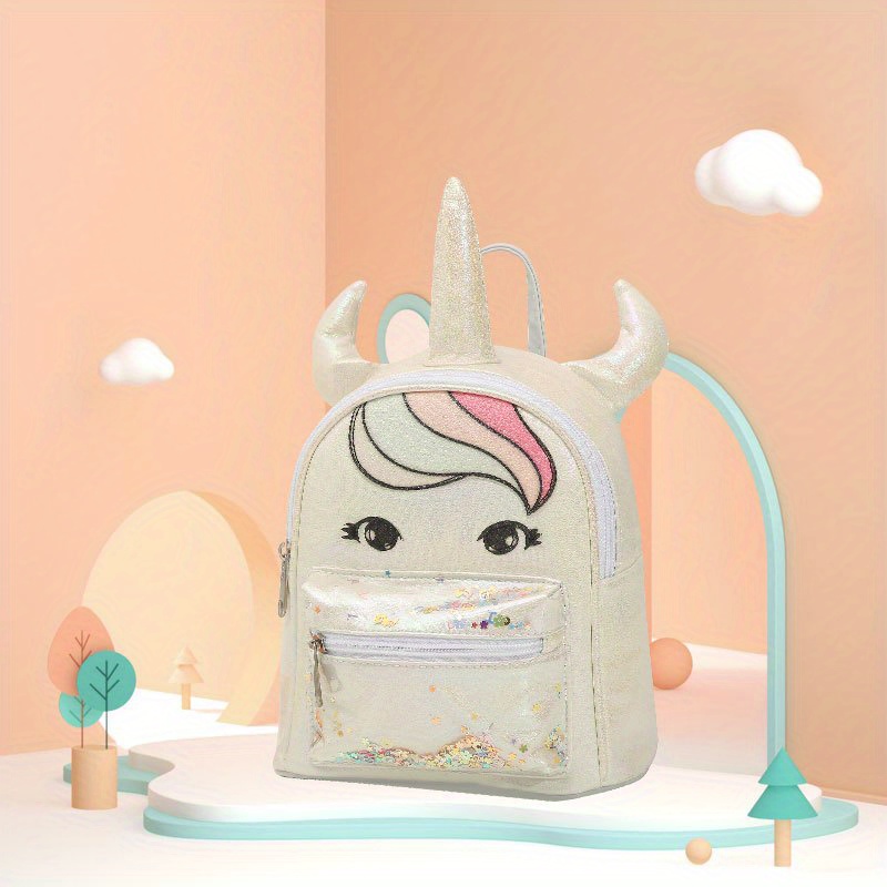 Unicorn With Horns Shape Backpack for Girls