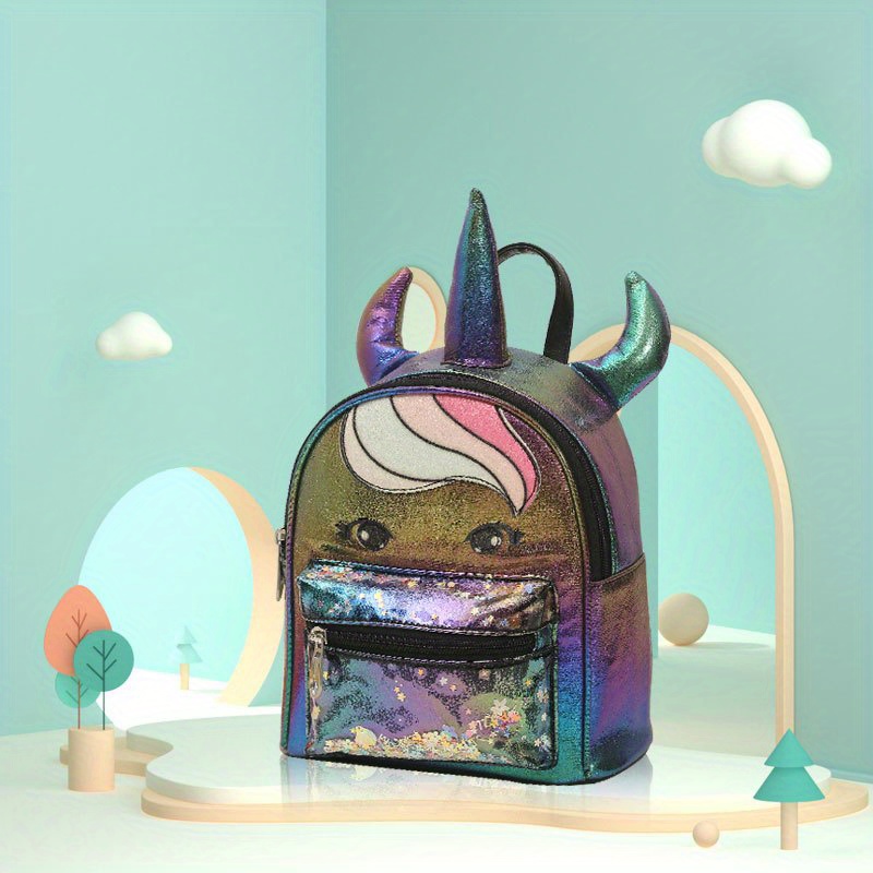 Unicorn With Horns Shape Backpack for Girls