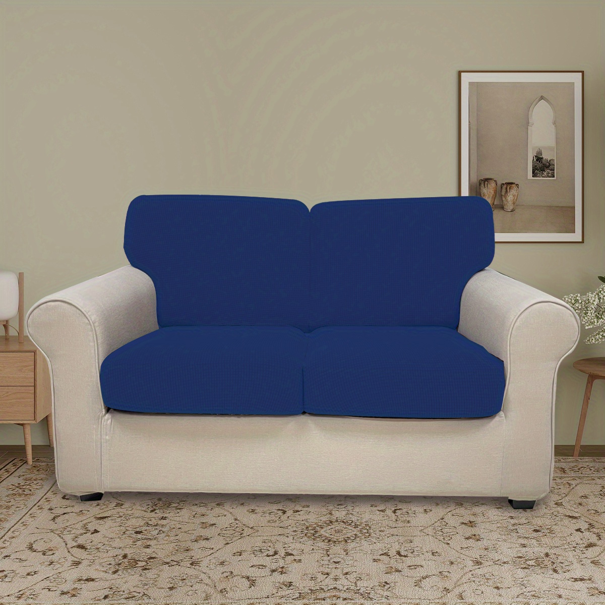 Copriseduta Divano Elasticizzato Alta qualità Protezione del Cuscino Sedile  del Divano Lavabile (1 Posto, Oceano blu)