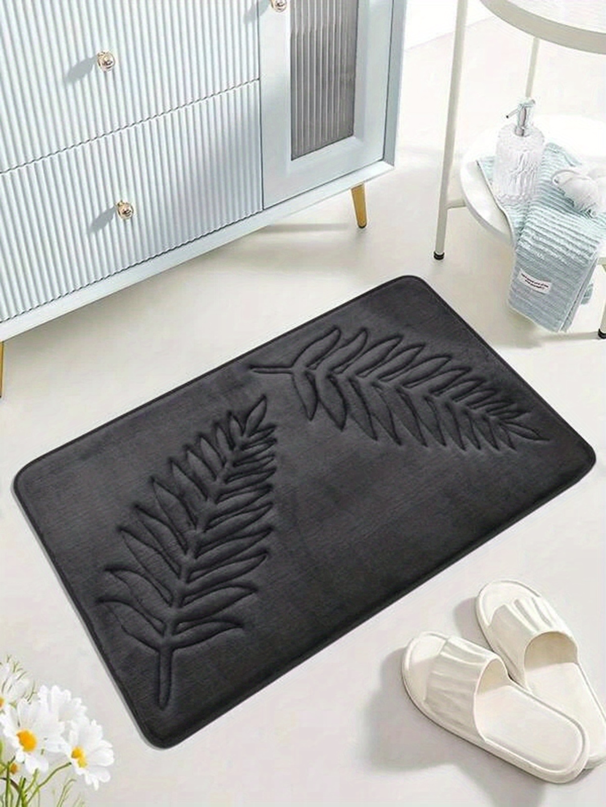 Leaf Patterned Bathtub Mat Simple Embossed Design Water Temu