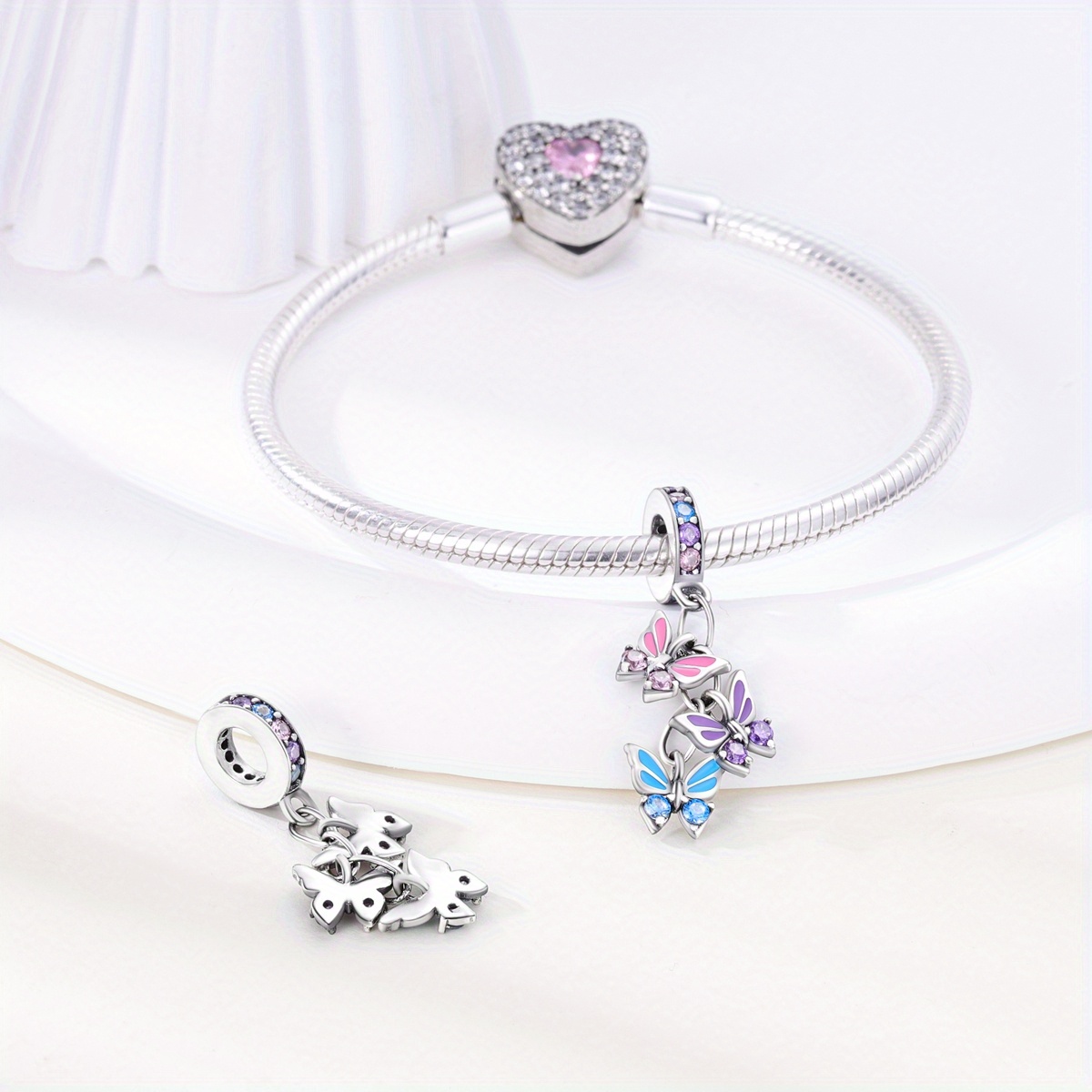 Romantic Purple Blue Butterfly With Flower Charms - Temu United