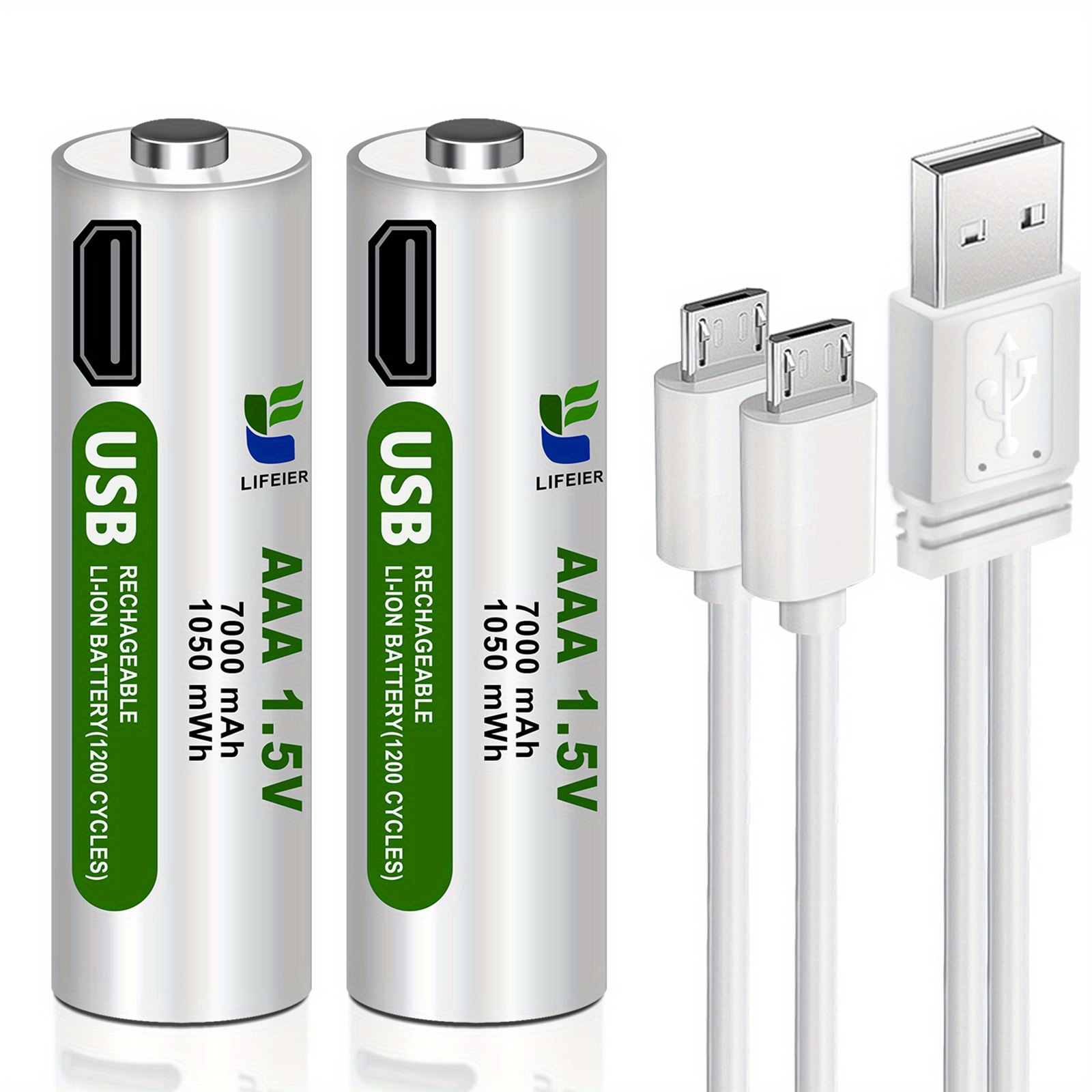 4Pcs Lithium ion Battery 1.5V AA/ AAA USB Rechargeable Batteries w/Type-C  Cable